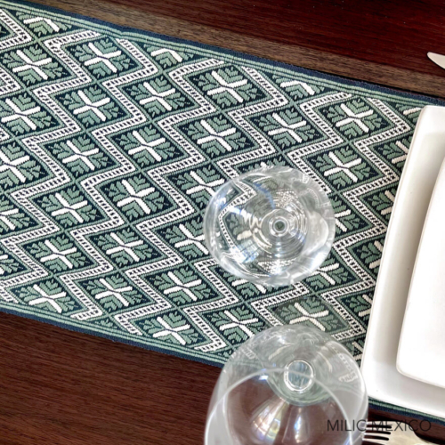 Camino de Mesa azul/blanco