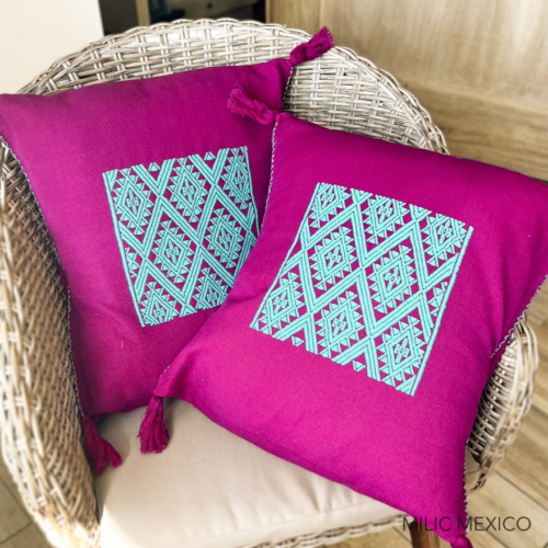 Funda cojín cuadrado bugambilia (par)