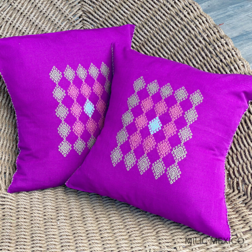 Funda cojín cuadrado morado (par)