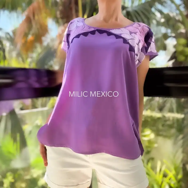 Blusa Jalapa cuello bordado lila - G - Imagen 3