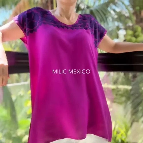 Blusa Jalapa cuello bordado bugambilia - G