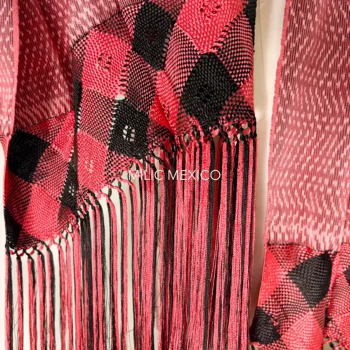 Rebozo de Bolita Santa María del Río rosa coral