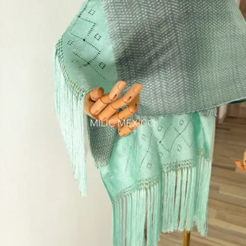 Rebozo de Bolita Santa María del Río verde menta