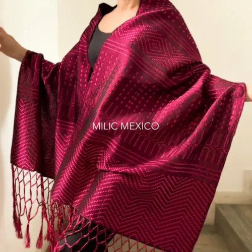 Rebozo de telar Comitán fiusha