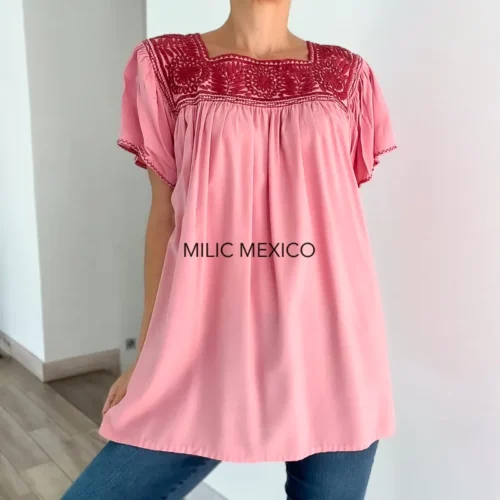 Blusa Rococó Rayón rosa - G