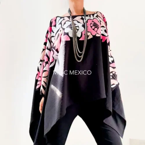 Capa Jalapa negro/rosas - Unitalla