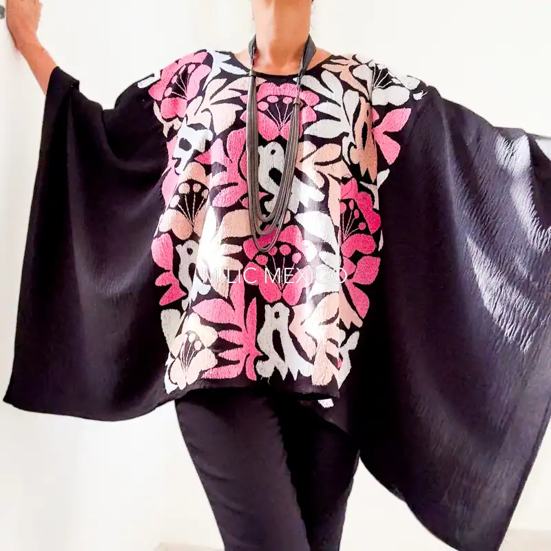 Capa Jalapa negro/rosas - Unitalla - Imagen 3