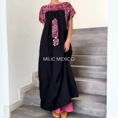 Vestido San Antonino negro/rosa -  G