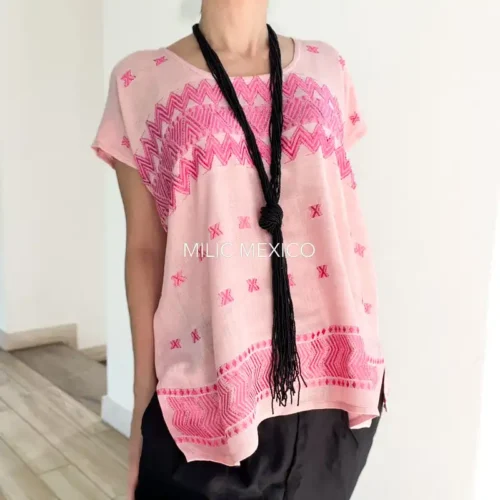 Blusa Carranza rayón rosa claro - G