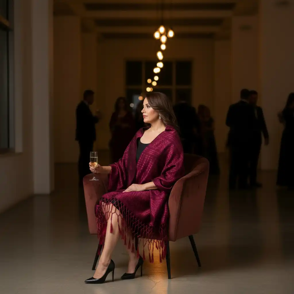 Rebozo de telar Comitán fiusha - Imagen 3