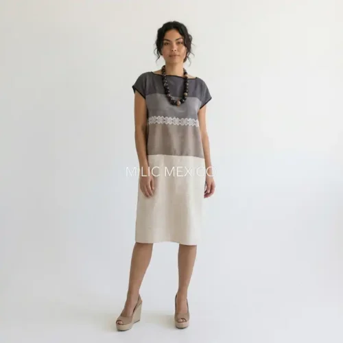 Huipil Cuadro negro/hueso - M/G/XG