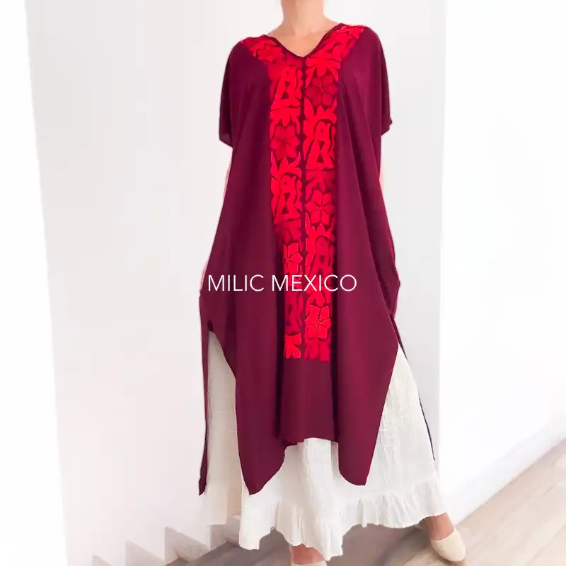 Túnica Jalapa de Díaz vino - Unitalla Curvy