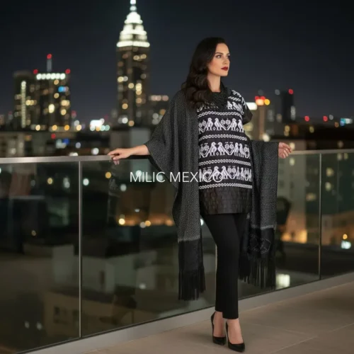 Blusa Huatla de Jimenez blanco/negro - M/G