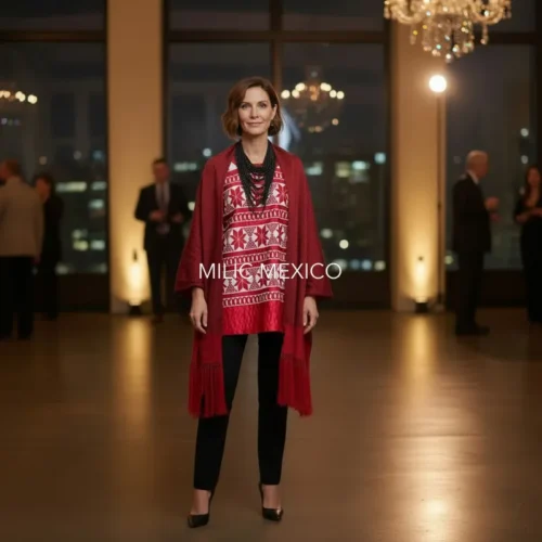 Blusa Huatla de Jimenez blanco/rojo - G