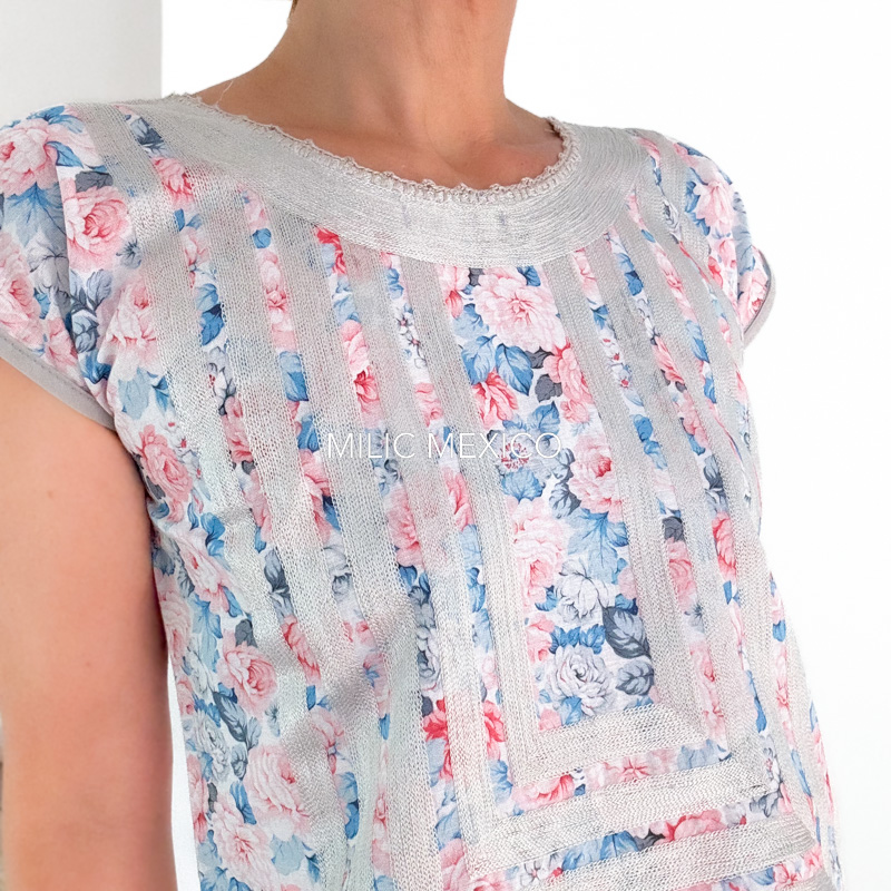 Blusa Cadenilla crochet rosa/azul - XCh