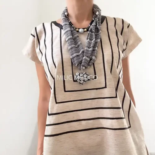 Blusa Cadenilla Ivana beige/negro  -  M/XG/XXG