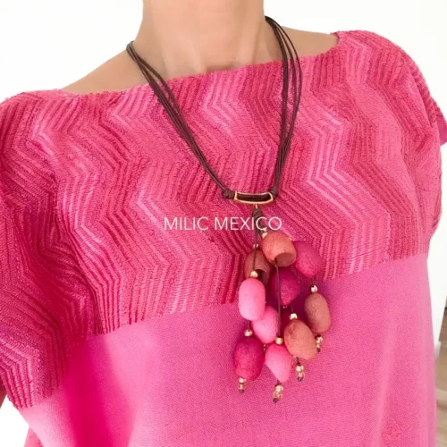 Huipil Carranza Largo rosa mexicano - Unitalla