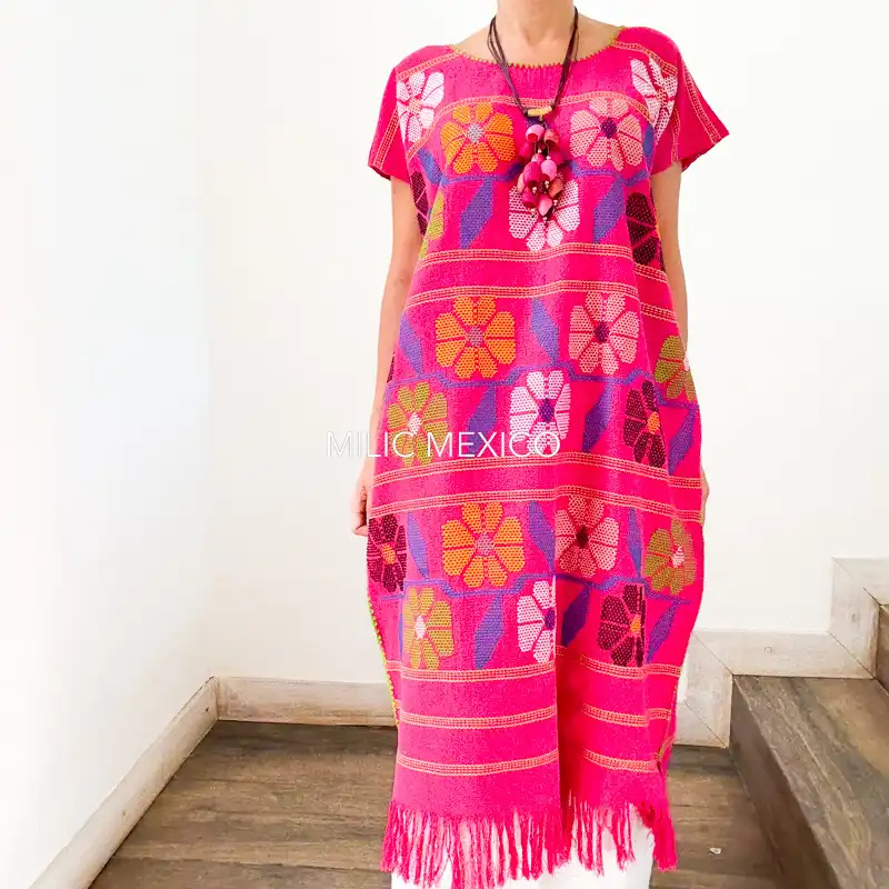 Huipil San Juan Cotzocón flores rosa - G - Imagen 2