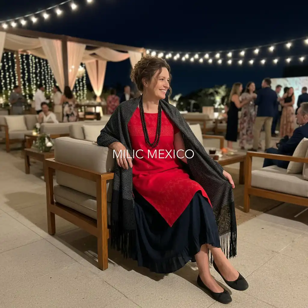 Huipil Carranza Corto rojo - G - Imagen 2