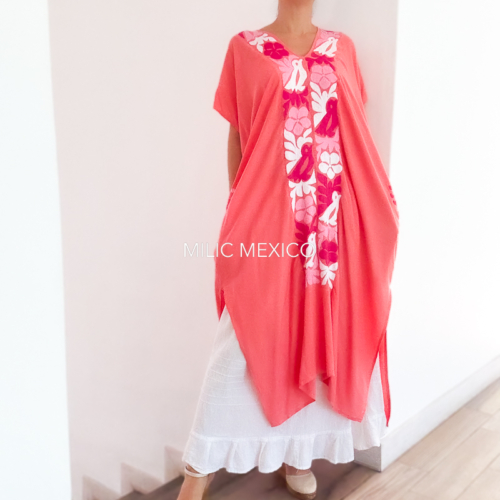Túnica Jalapa de Díaz coral - Unitalla Curvy