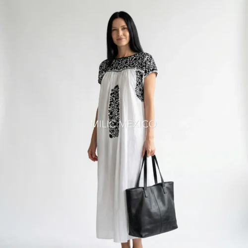 Vestido San Antonino blanco con negro - M