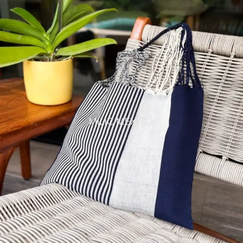 Bolsa de Telar Zinancantán azul/hueso
