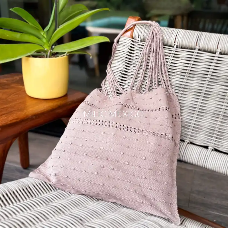 Bolsa de Telar Zinancantán rosa pálido