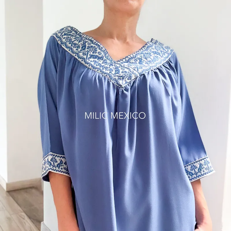 Blusa Pahuatlán azul - XG - Imagen 4