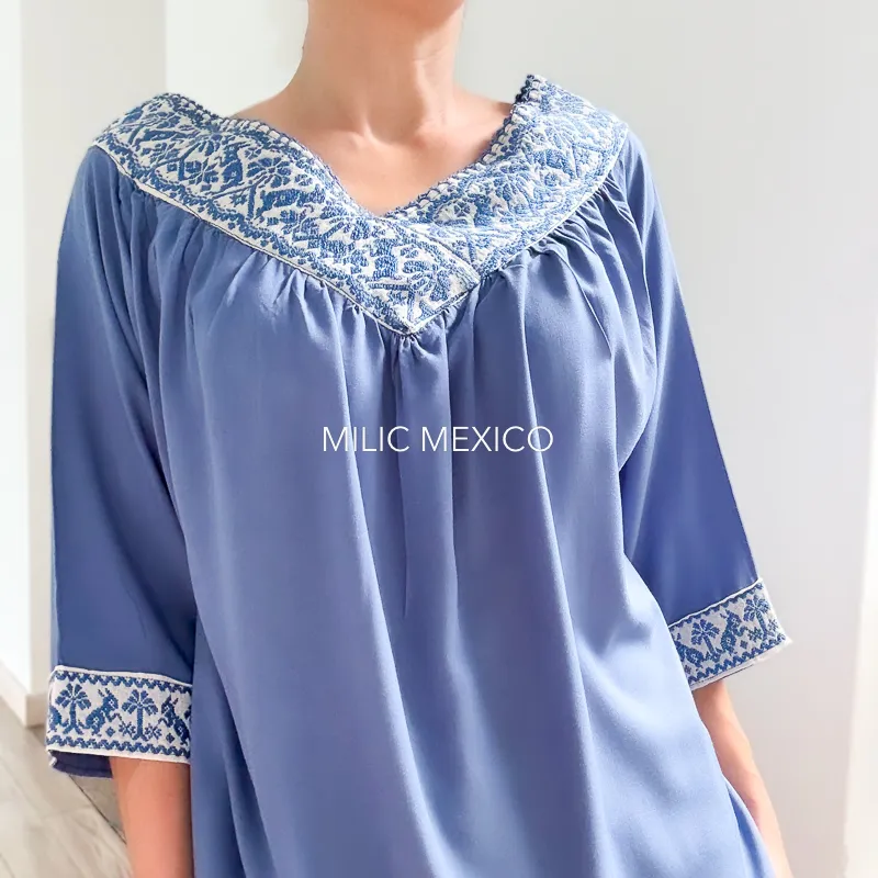 Blusa Pahuatlán azul - XG - Imagen 3