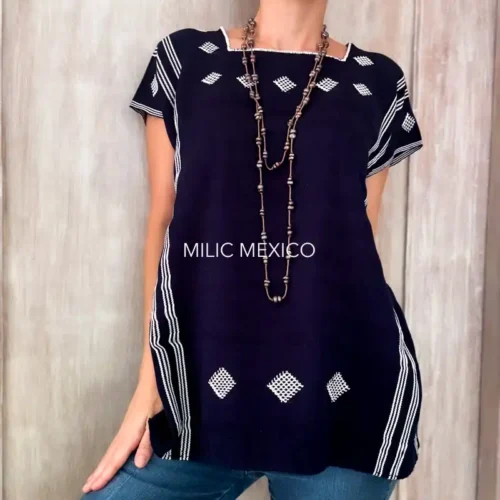 Blusa Zinancantán Isabel azul marino  - G