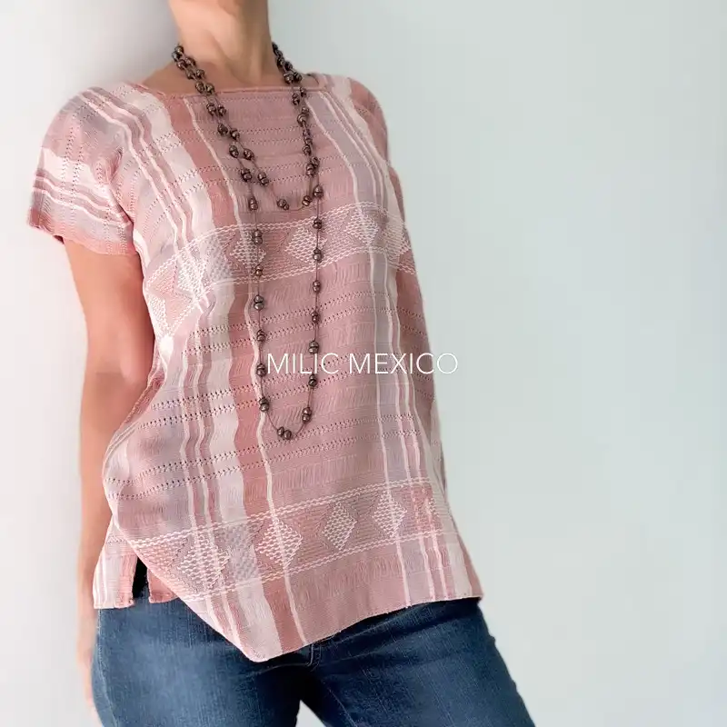 Blusa Telar Zinancantán rosa - G - Imagen 3