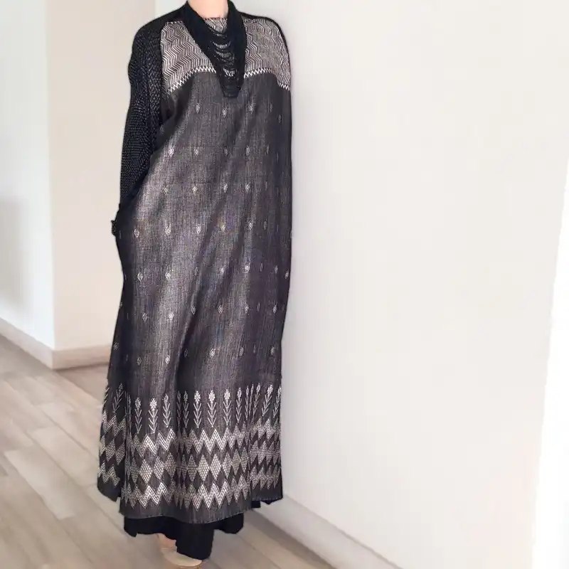 Huipil Carranza Largo negro/gris - XG - Imagen 5
