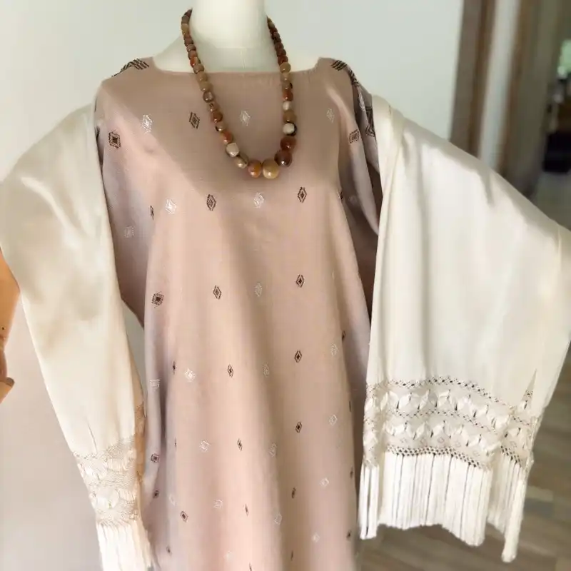 Huipil Carranza Largo tostado - Unitalla - Imagen 2