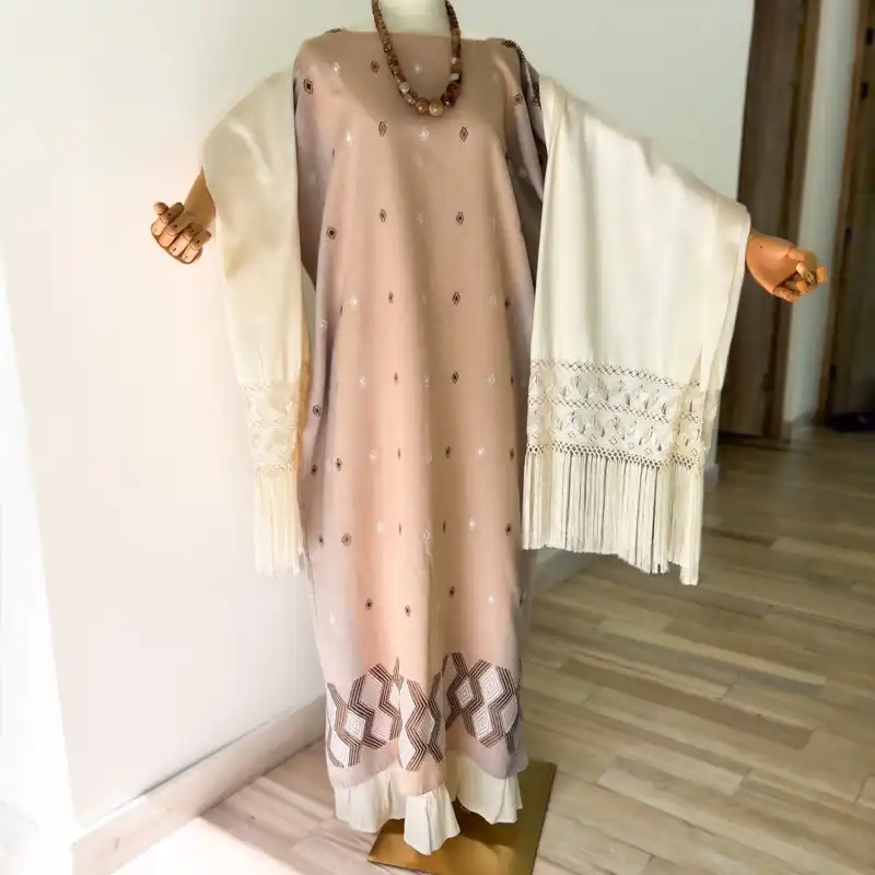 Huipil Carranza Largo tostado - Unitalla - Imagen 6