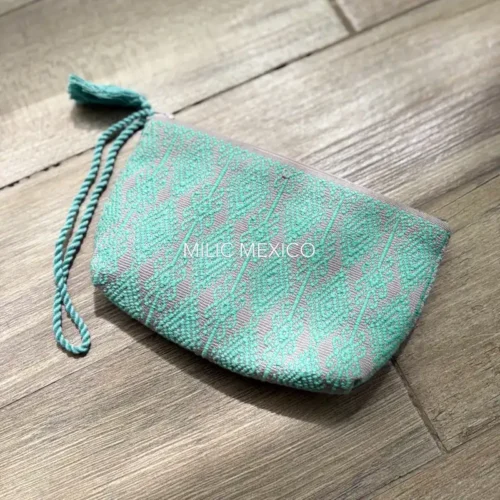 Cosmetiqueras de Telar con forro verde menta