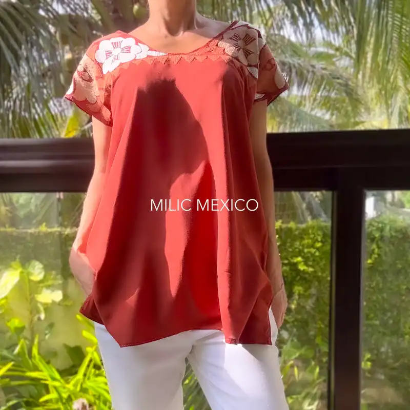 Blusa Jalapa cuello bordado chedrón - M - Imagen 2