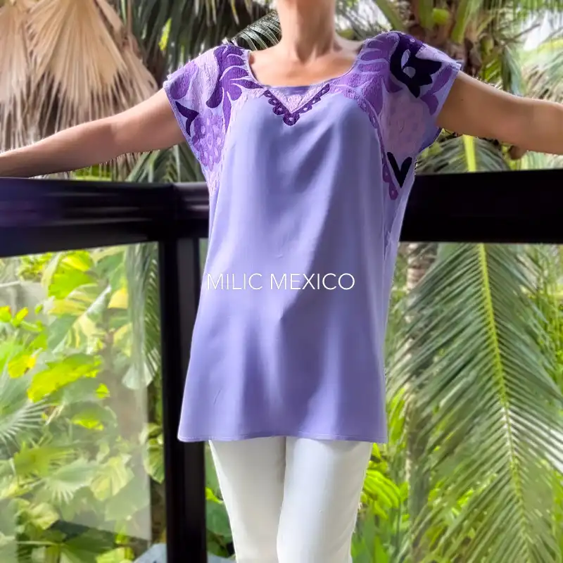 Blusa Jalapa cuello bordado lila - M - Imagen 3
