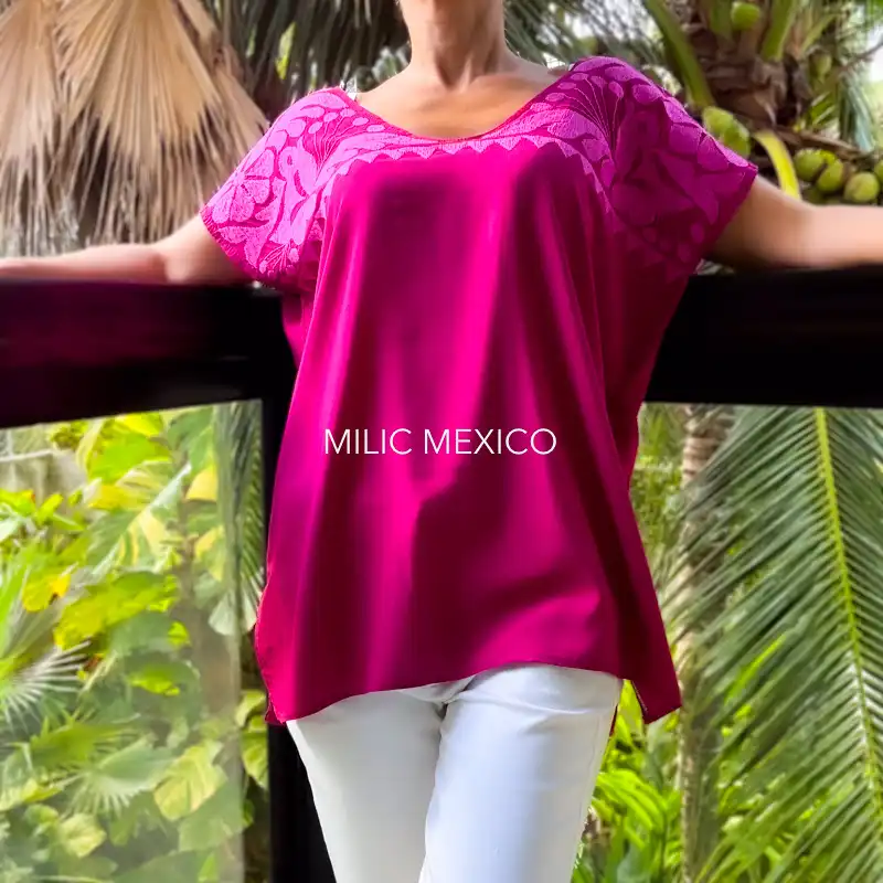 Blusa Jalapa cuello bordado bugambilia - G - Imagen 3