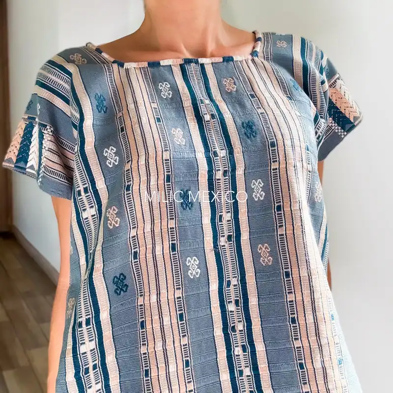 Blusa Clara azul/beige - G