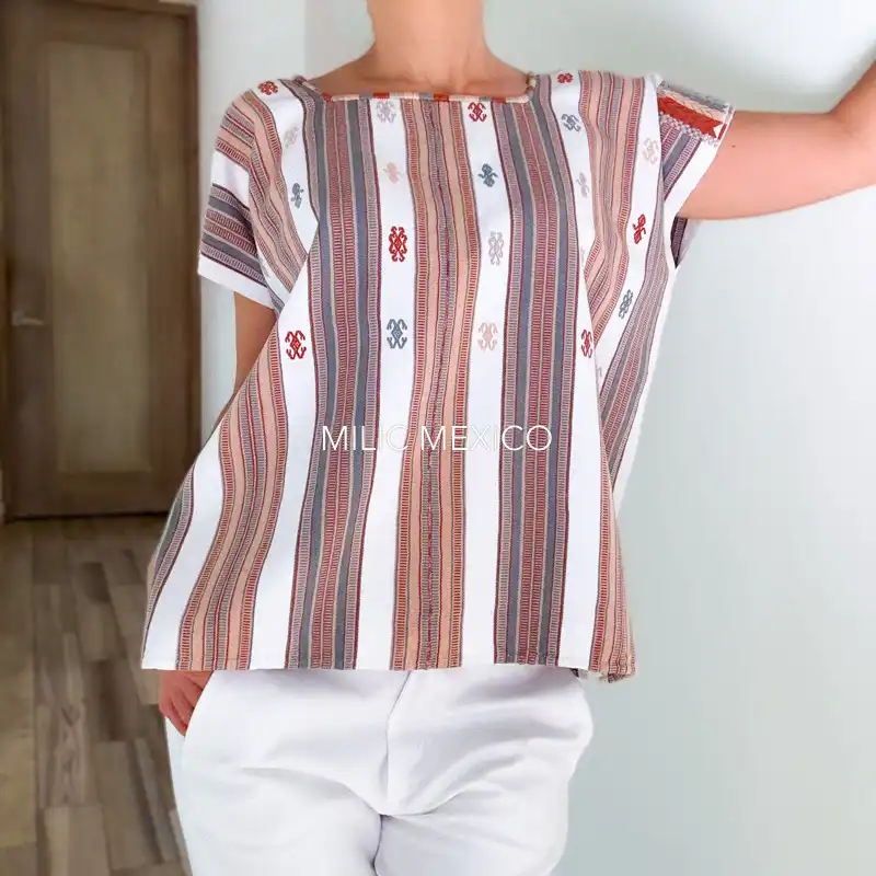 Blusa Clara blanco/gris/beige - G - Imagen 5