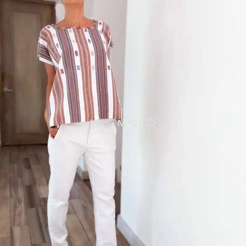 Blusa Clara blanco/gris/beige - G - Imagen 2