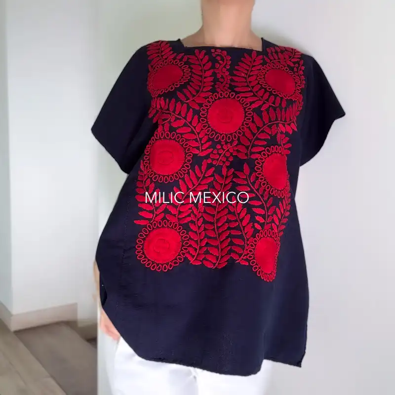 Blusa Rococó azul/rojo - XG - Imagen 2