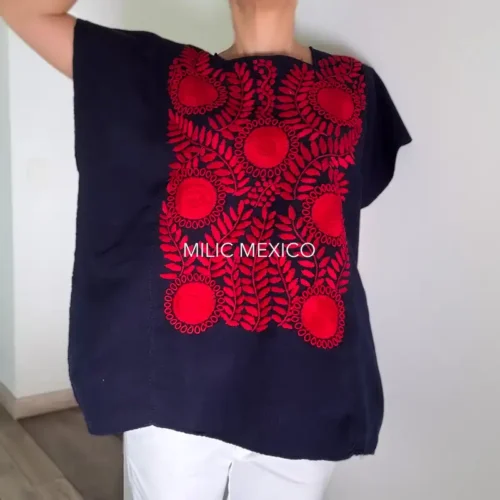 Blusa Rococó azul/rojo - XG