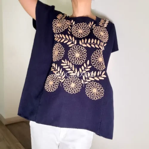 Blusa Rococó azul/beige - XG
