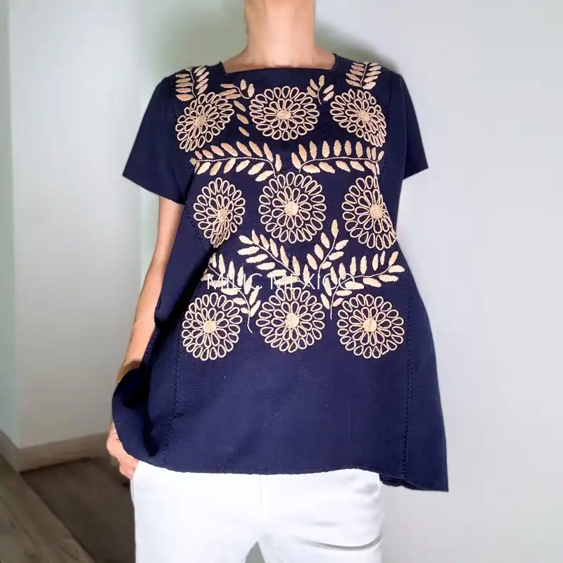 Blusa Rococó azul/beige - XG - Imagen 2