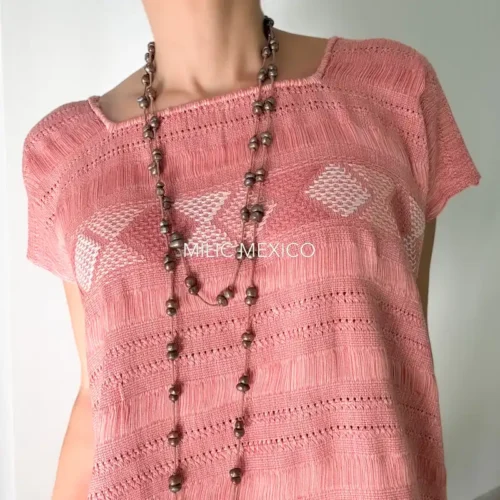 Blusa de telar Zinancantán rosa - M