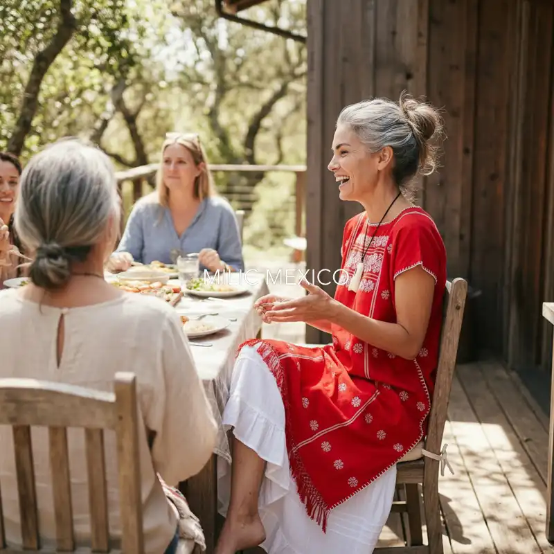 Huipil Amuzgo un lienzo rojo/blanco - G - Imagen 3