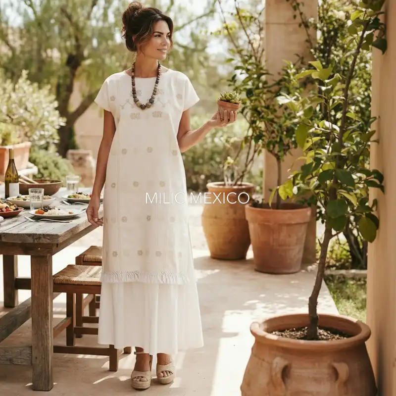 Huipil Amuzgo un lienzo beige - G - Imagen 3