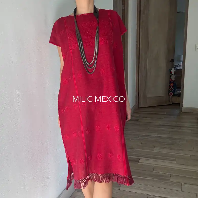 Huipil Amuzgo un lienzo rojo - G - Imagen 7