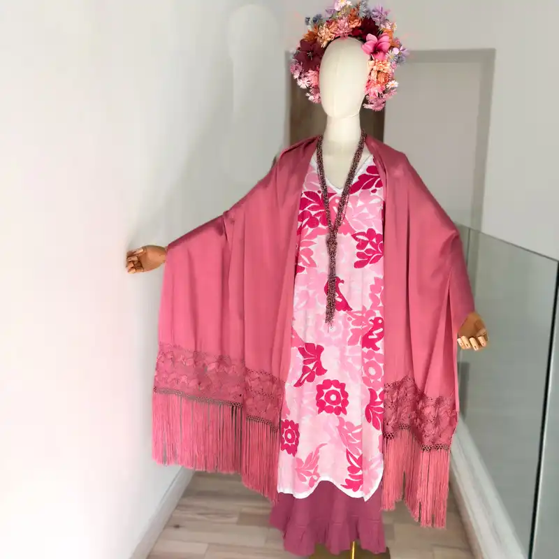 Huipil Jalapa de Díaz blanco/rosa - G